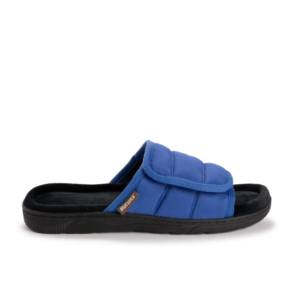 MUK LUKS Men’s Adjustable Quilted Slide Slippers NWT